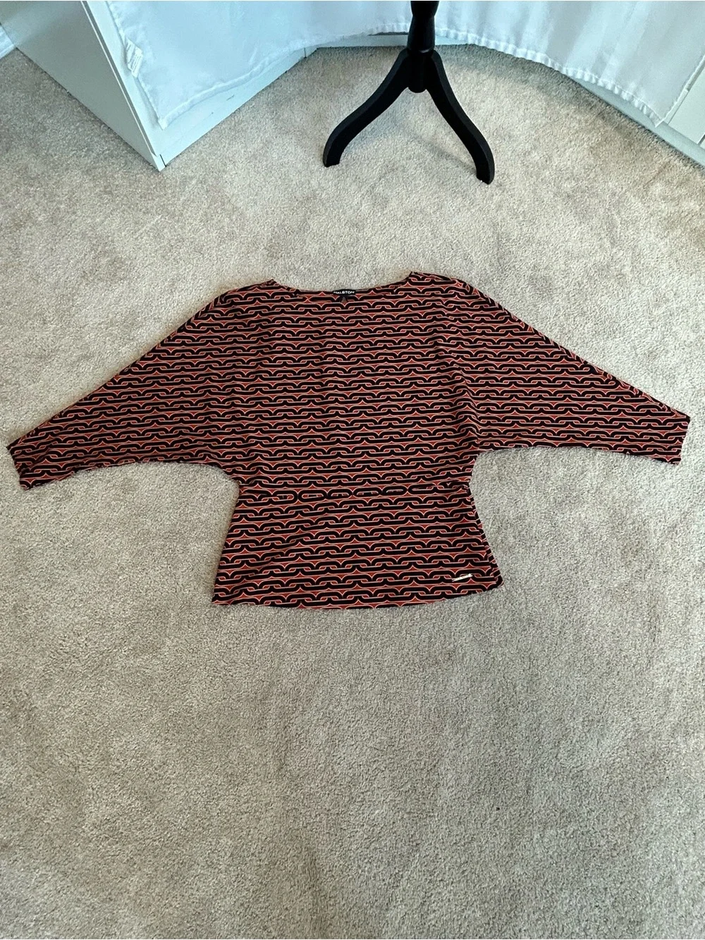 Halston Women's Printed Commuter Dolman-Sleeve Top blouse Sz L NWOT - Picture 3 of 12